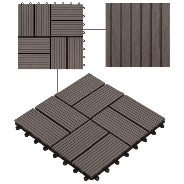 vidaXL Πλακάκια Deck 11 τεμ. Σκούρο Καφέ 30 x 30 εκ. 1 μ² από WPC