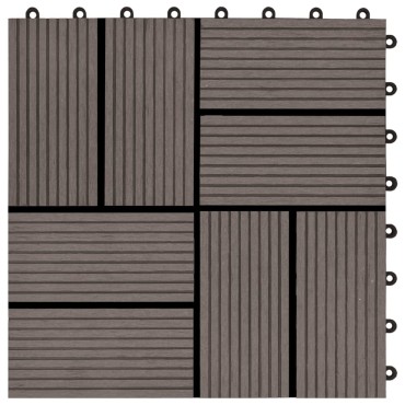 vidaXL Πλακάκια Deck 11 τεμ. Σκούρο Καφέ 30 x 30 εκ. 1 μ² από WPC