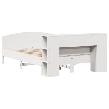 vidaXL Κρεβάτι Βιβλιοθήκη Χωρίς Στρώμα 120x190 εκ Μασίφ Ξύλο Πεύκου