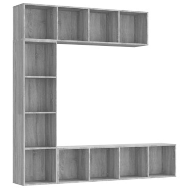vidaXL Σετ Επίπλων Τηλ. / Βιβλιοθήκης 3 τεμ. 180x30x180cm Γκρι Sonoma