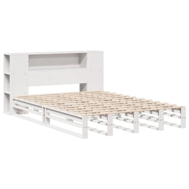 vidaXL Κρεβάτι Βιβλιοθήκη Χωρίς Στρώμα Λευκό 120x190 εκ Μασίφ Πεύκο