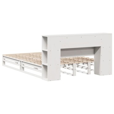 vidaXL Κρεβάτι Βιβλιοθήκη Χωρίς Στρώμα Λευκό 120x190 εκ Μασίφ Πεύκο