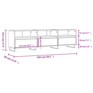 vidaXL Έπιπλο Τηλεόρασης Καπνιστή Δρυς 150x30x44,5cm Επεξ. Ξύλο