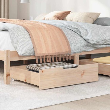 vidaXL Συρτάρια Κρεβατιού με Ροδάκια 2 τεμ. 65x55x17 εκ. Μασίφ Πεύκο