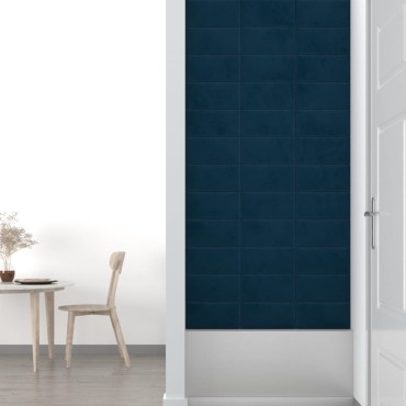 vidaXL Πάνελ Τοίχου 12 τεμ. Μπλε 30 x 15 εκ. 0,54 μ² Βελούδινα