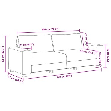 vidaXL Καναπές 3 Θέσεων από Λινό 221x77x82cm