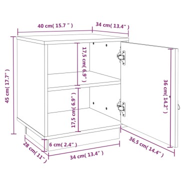 vidaXL Κομοδίνα 2 τεμ. 40x34x45cm από Μασίφ Ξύλο Πεύκου