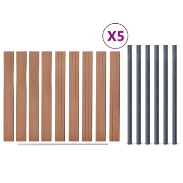 vidaXL Σετ Πάνελ Περίφραξης Καφέ 872x186cm από WPC