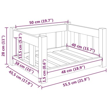 vidaXL Κρεβάτι Σκύλου 55,5 x 45,5 x 28 εκ. από Μασίφ Ξύλο Πεύκου