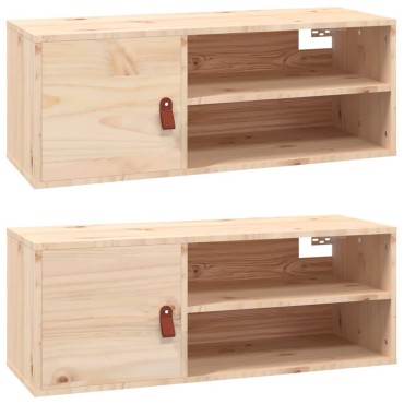 vidaXL Ντουλάπια Τοίχου 2 τεμ. 80x30x30cm από Μασίφ Ξύλο Πεύκου