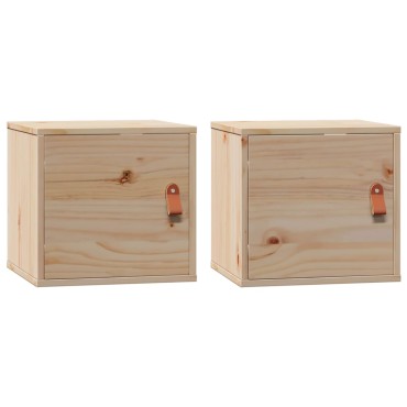 vidaXL Ντουλάπια Τοίχου 2 τεμ. 31,5x30x30cm από Μασίφ Ξύλο Πεύκου