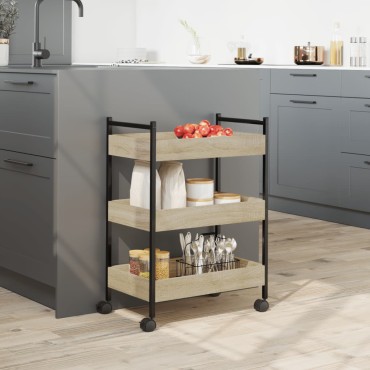 vidaXL Τρόλεϊ Κουζίνας Sonoma Δρυς 50x30x70cm από Επεξεργασμένο Ξύλο 1 τεμ.
