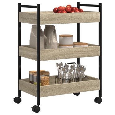 vidaXL Τρόλεϊ Κουζίνας Sonoma Δρυς 50x30x70cm από Επεξεργασμένο Ξύλο 1 τεμ.