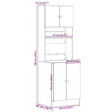 vidaXL Στήλη Κουζίνας Λευκή 60x50x180cm από Επεξεργασμένο Ξύλο