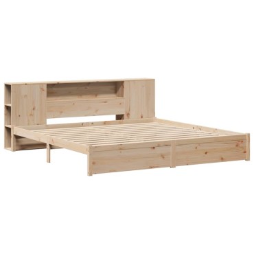 vidaXL Κρεβάτι Βιβλιοθήκη Χωρίς Στρώμα 180x200 εκ Μασίφ Ξύλο Πεύκου