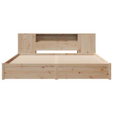 vidaXL Κρεβάτι Βιβλιοθήκη Χωρίς Στρώμα 180x200 εκ Μασίφ Ξύλο Πεύκου