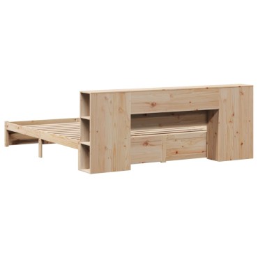vidaXL Κρεβάτι Βιβλιοθήκη Χωρίς Στρώμα 180x200 εκ Μασίφ Ξύλο Πεύκου