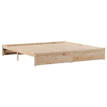vidaXL Κρεβάτι Βιβλιοθήκη Χωρίς Στρώμα 180x200 εκ Μασίφ Ξύλο Πεύκου