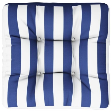 vidaXL Μαξιλάρι Παλέτας Μπλε & Λευκό Ριγέ 50x50x12cm Υφασμάτινο