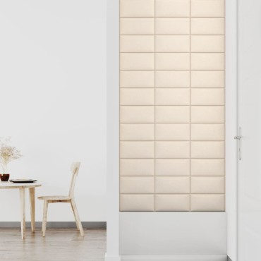 vidaXL Πάνελ Τοίχου 12 τεμ. Λευκό 30 x 15 εκ. 0,54 μ² Βελούδινα