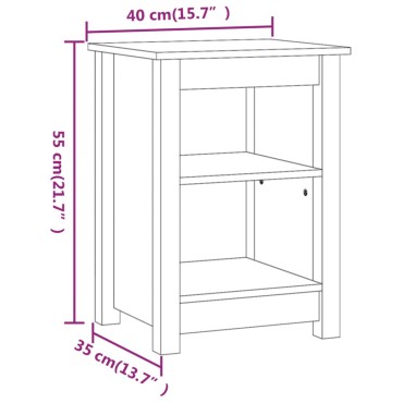 vidaXL Κομοδίνο 40x35x55cm από Μασίφ Ξύλο Πεύκου 1 τεμ.