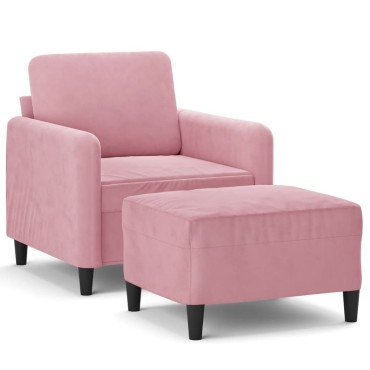 vidaXL Πολυθρόνα Ροζ Βελούδινη με Υποπόδιο 78x77x80cm 1 τεμ. Γωνιακός