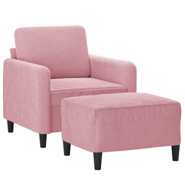 vidaXL Πολυθρόνα Ροζ Βελούδινη με Υποπόδιο 78x77x80cm 1 τεμ. Γωνιακός