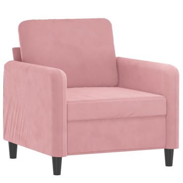 vidaXL Πολυθρόνα Ροζ Βελούδινη με Υποπόδιο 78x77x80cm 1 τεμ. Γωνιακός