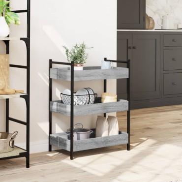 vidaXL Τρόλεϊ Κουζίνας Sonoma Γκρι 50x30x70cm από Επεξεργασμένο Ξύλο 1 τεμ.