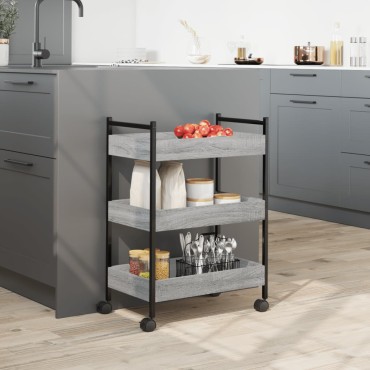 vidaXL Τρόλεϊ Κουζίνας Sonoma Γκρι 50x30x70cm από Επεξεργασμένο Ξύλο 1 τεμ.
