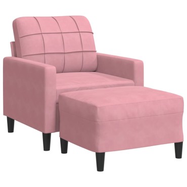 vidaXL Πολυθρόνα Ροζ Βελούδινη με Υποπόδιο 77x77x80cm 1 τεμ. Γωνιακός