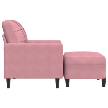 vidaXL Πολυθρόνα Ροζ Βελούδινη με Υποπόδιο 77x77x80cm 1 τεμ. Γωνιακός