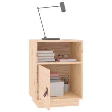 vidaXL Κομοδίνο Λευκό 40x34x55cm από Μασίφ Ξύλο Πεύκου 1 τεμ.