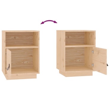 vidaXL Κομοδίνο Λευκό 40x34x55cm από Μασίφ Ξύλο Πεύκου 1 τεμ.