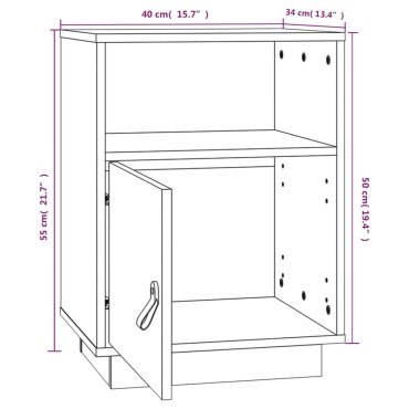 vidaXL Κομοδίνο Λευκό 40x34x55cm από Μασίφ Ξύλο Πεύκου 1 τεμ.
