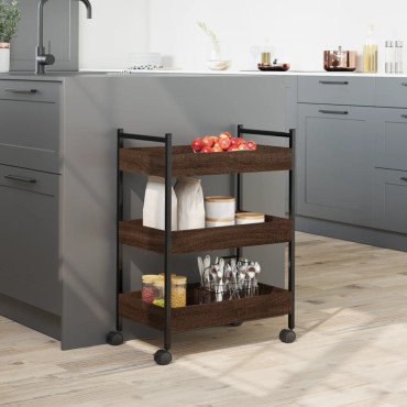 vidaXL Τρόλεϊ Κουζίνας Καφέ Δρυς 50x30x70cm από Επεξεργασμένο Ξύλο 1 τεμ.