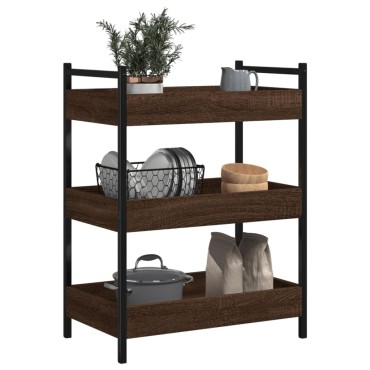vidaXL Τρόλεϊ Κουζίνας Καφέ Δρυς 50x30x70cm από Επεξεργασμένο Ξύλο 1 τεμ.