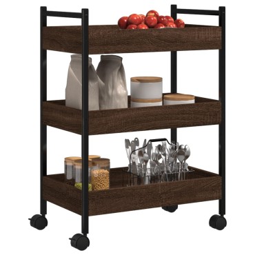 vidaXL Τρόλεϊ Κουζίνας Καφέ Δρυς 50x30x70cm από Επεξεργασμένο Ξύλο 1 τεμ.