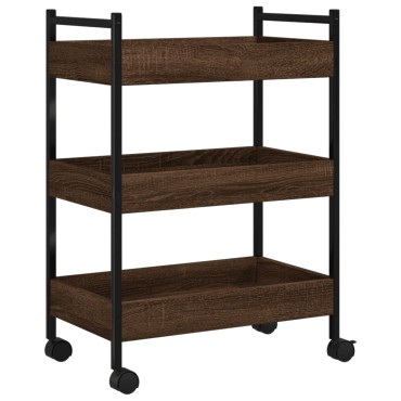 vidaXL Τρόλεϊ Κουζίνας Καφέ Δρυς 50x30x70cm από Επεξεργασμένο Ξύλο 1 τεμ.