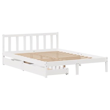 vidaXL Σκελετός Κρεβ. Χωρίς Στρώμα Λευκό 140x190cm Μασίφ Πεύκο 1 τεμ. - Μονό
