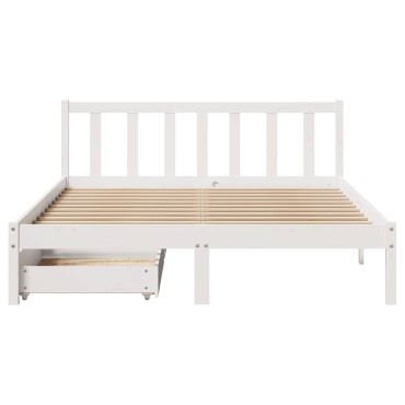 vidaXL Σκελετός Κρεβ. Χωρίς Στρώμα Λευκό 140x190cm Μασίφ Πεύκο 1 τεμ. - Μονό
