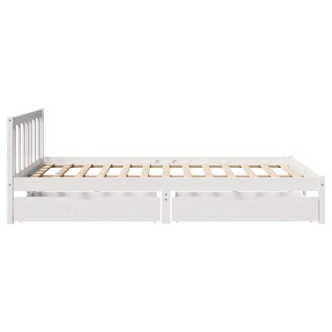 vidaXL Σκελετός Κρεβ. Χωρίς Στρώμα Λευκό 140x190cm Μασίφ Πεύκο 1 τεμ. - Μονό