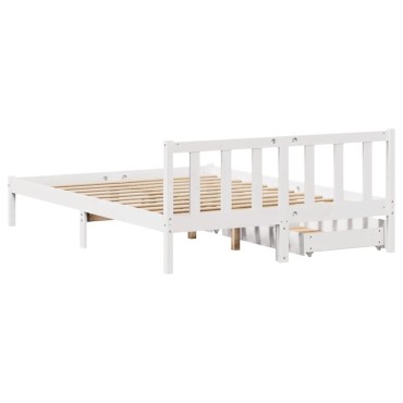 vidaXL Σκελετός Κρεβ. Χωρίς Στρώμα Λευκό 140x190cm Μασίφ Πεύκο 1 τεμ. - Μονό