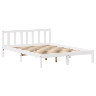 vidaXL Σκελετός Κρεβ. Χωρίς Στρώμα Λευκό 140x190cm Μασίφ Πεύκο 1 τεμ. - Μονό