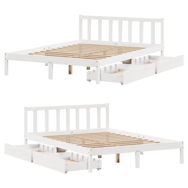 vidaXL Σκελετός Κρεβ. Χωρίς Στρώμα Λευκό 140x190cm Μασίφ Πεύκο 1 τεμ. - Μονό