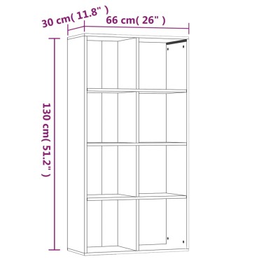 vidaXL Βιβλιοθήκη/Βοηθητικό Ντουλάπι Γκρι sonoma 66x30x130cm Επεξ Ξύλο 1 τεμ.