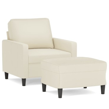 vidaXL Πολυθρόνα Κρεμ Βελούδινη με Υποπόδιο 78x77x80cm 1 τεμ. Γωνιακός