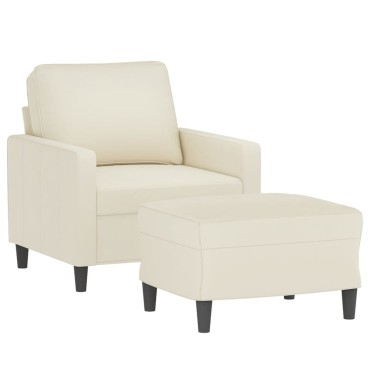vidaXL Πολυθρόνα Κρεμ Βελούδινη με Υποπόδιο 78x77x80cm 1 τεμ. Γωνιακός