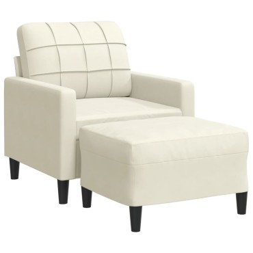 vidaXL Πολυθρόνα Κρεμ Βελούδινη με Υποπόδιο 77x77x80cm 1 τεμ. Γωνιακός