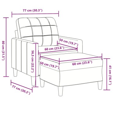 vidaXL Πολυθρόνα Κρεμ Βελούδινη με Υποπόδιο 77x77x80cm 1 τεμ. Γωνιακός